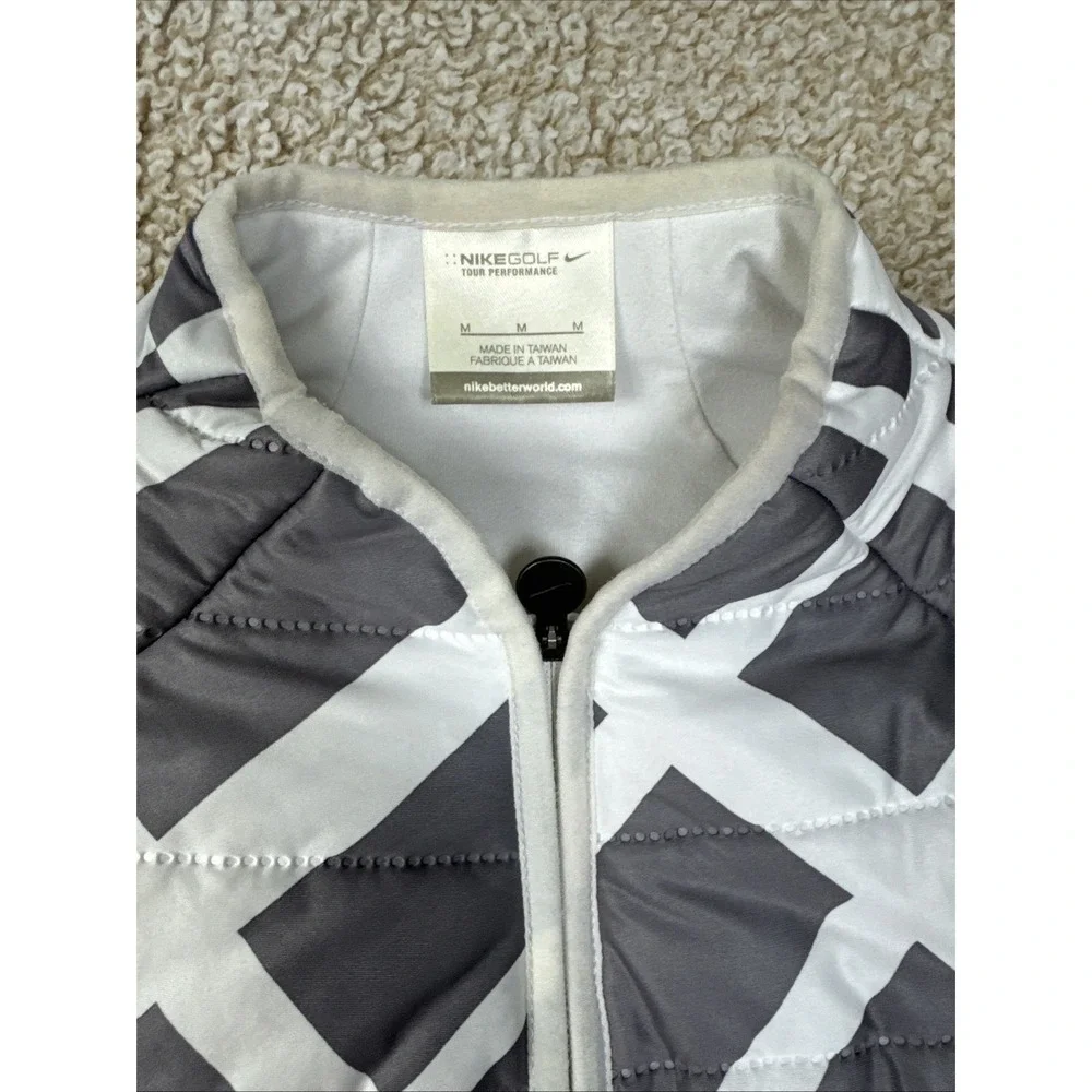 Nike Golf Tour Performance Full Zip Vest Light Weight Gray White Womens M 483713